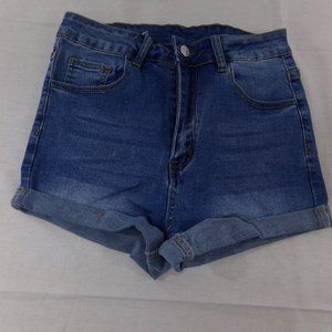 Jeans Shorts Women's Summer Shein Lt.Washed High Waist Roll Hem  size Sm